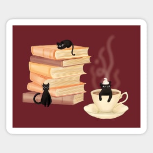 Coffee, Cats, and Books Magnet